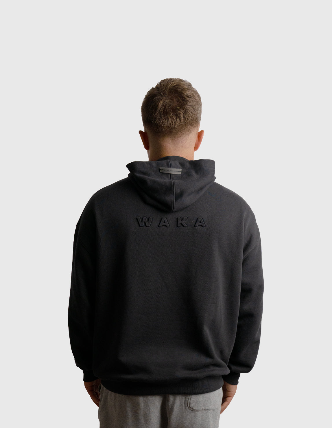 POLERON HOODIE OVERSIZE HOMBRE KAHA LARGO NEGRO WAKA