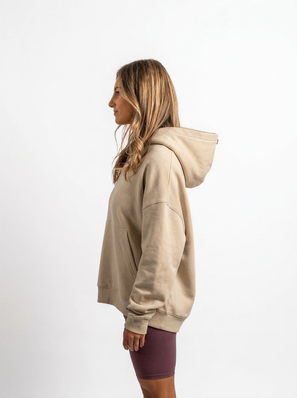 POLERON HOODIE OVERSIZE MUJER TOA CORTO BEIGE WAKA