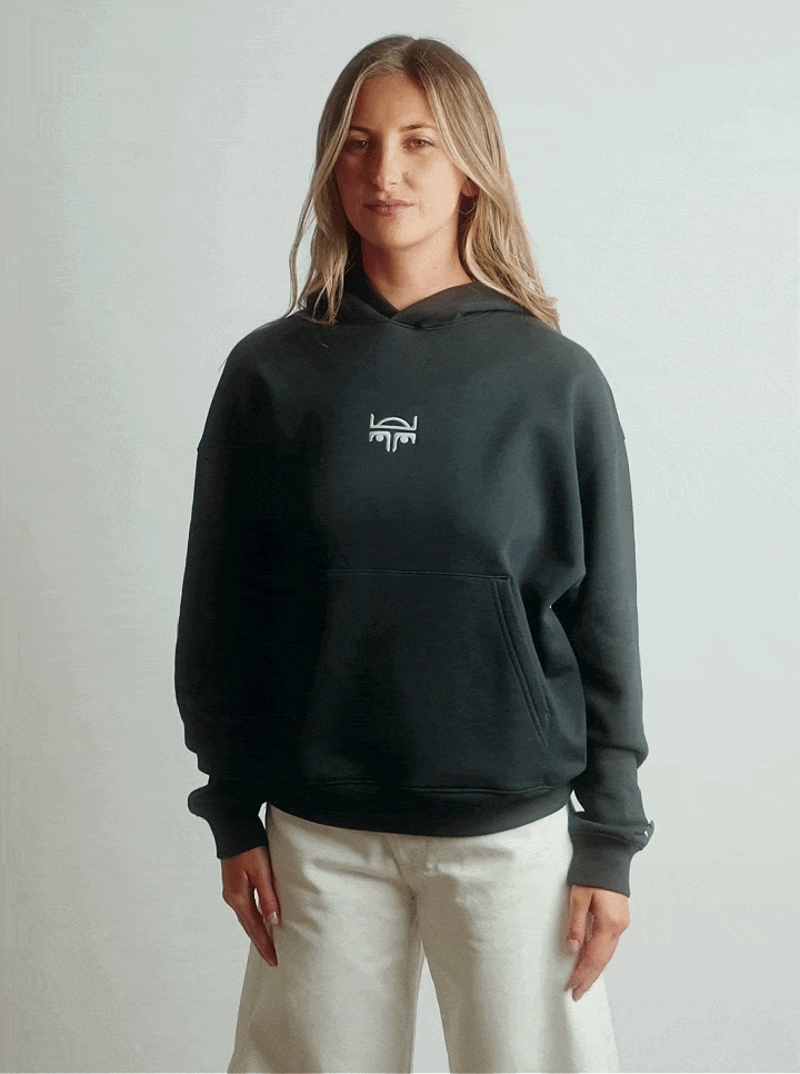 POLERON HOODIE OVERSIZE MUJER TOA CORTO NEGRO WAKA