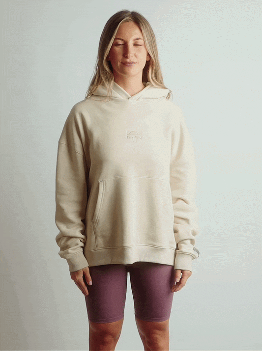 POLERON HOODIE OVERSIZE MUJER TOA CORTO BEIGE WAKA