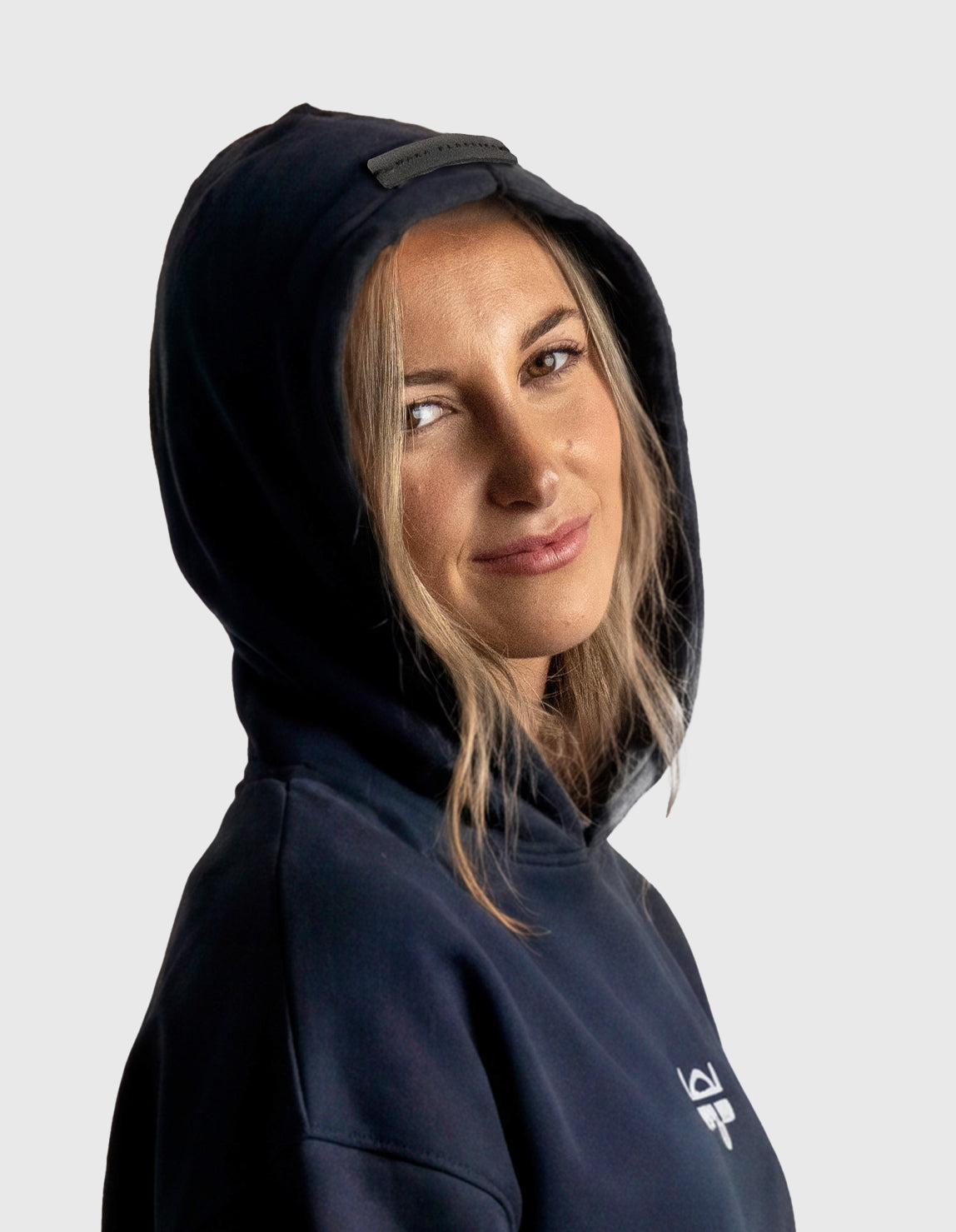 POLERON HOODIE OVERSIZE MUJER KAHA CORTO AZUL MARINO WAKA