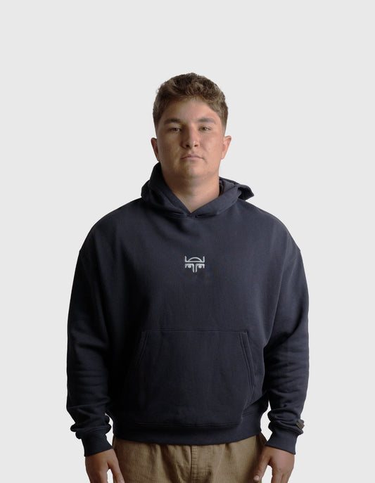 POLERON HOODIE OVERSIZE HOMBRE KAHA CORTO AZUL MARINO WAKA