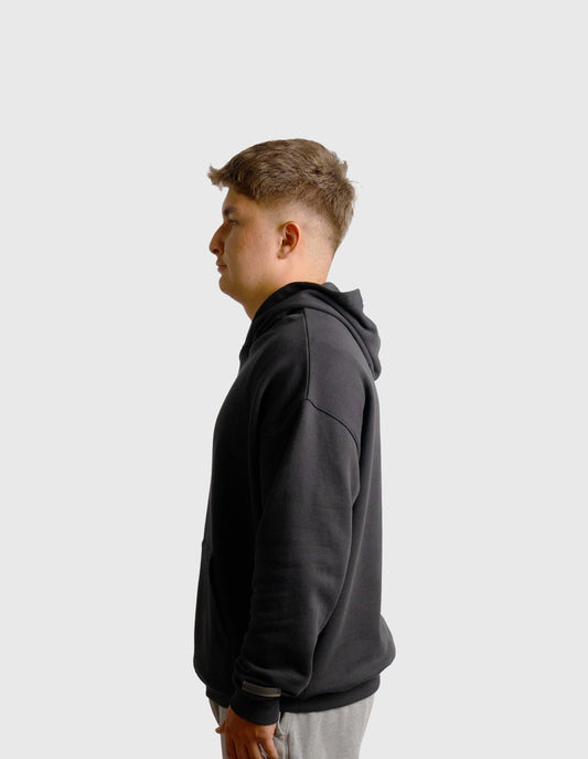 POLERON HOODIE OVERSIZE HOMBRE KAHA LARGO NEGRO WAKA