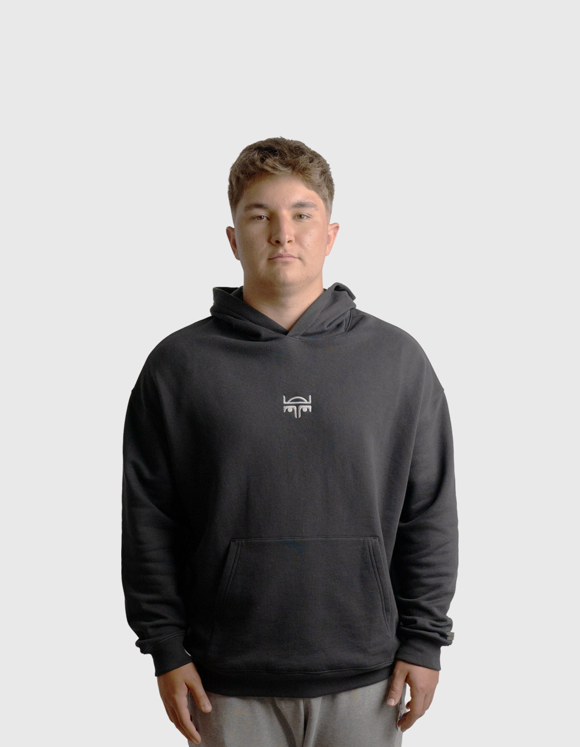 POLERON HOODIE OVERSIZE HOMBRE KAHA LARGO NEGRO WAKA