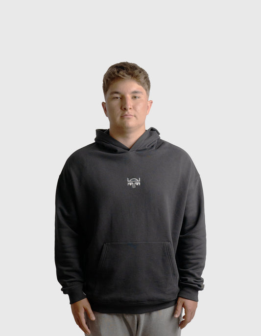 POLERON HOODIE OVERSIZE HOMBRE KAHA LARGO NEGRO WAKA