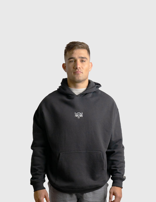 POLERON HOODIE OVERSIZE HOMBRE TOA CORTO NEGRO WAKA