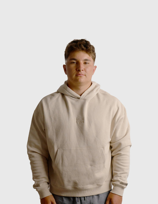 POLERON HOODIE OVERSIZE HOMBRE TOA CORTO BEIGE WAKA