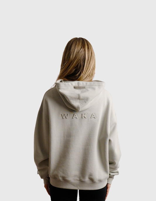 POLERON HOODIE OVERSIZE MUJER KAHA LARGO GRIS WAKA