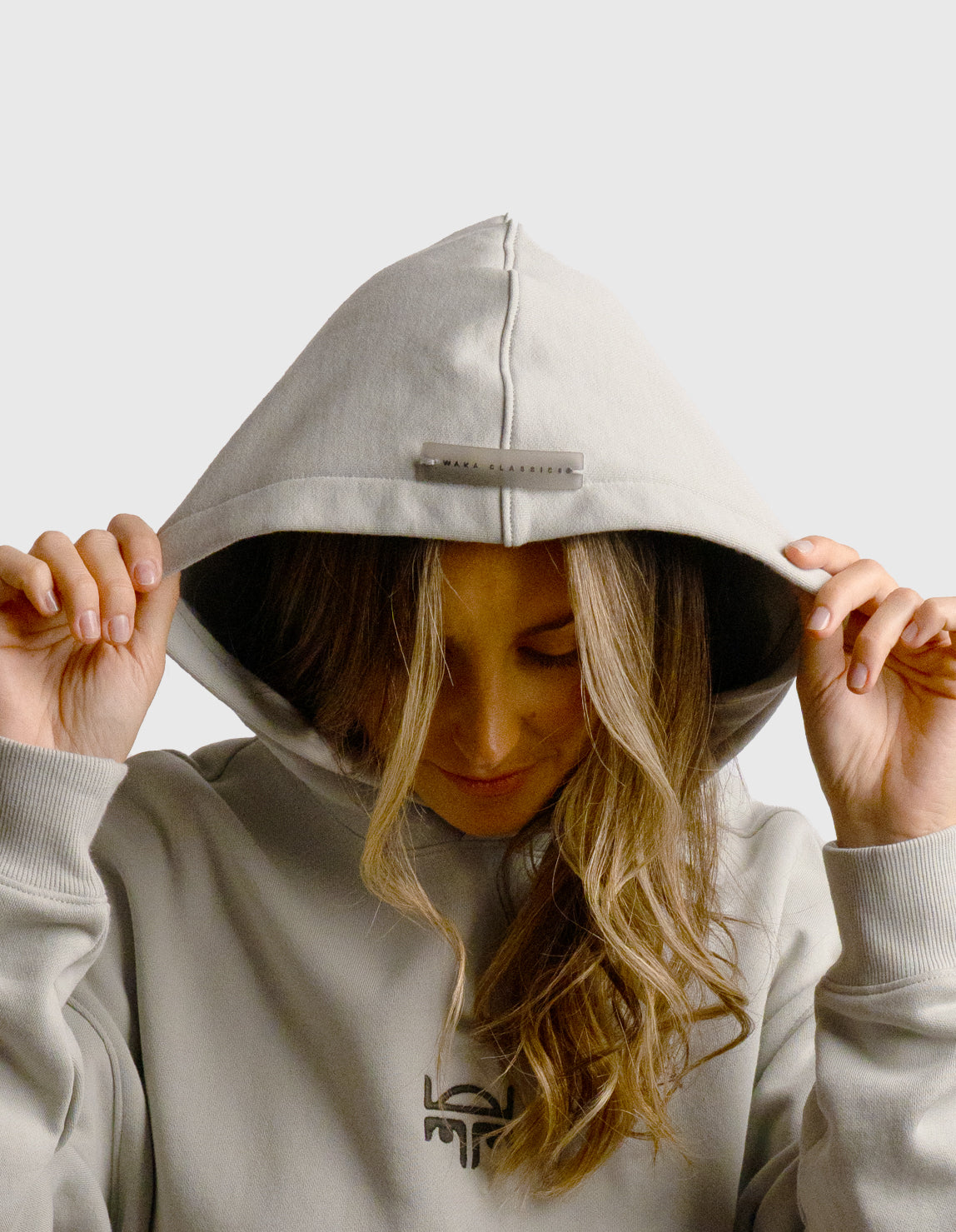 POLERON HOODIE OVERSIZE MUJER KAHA LARGO GRIS WAKA