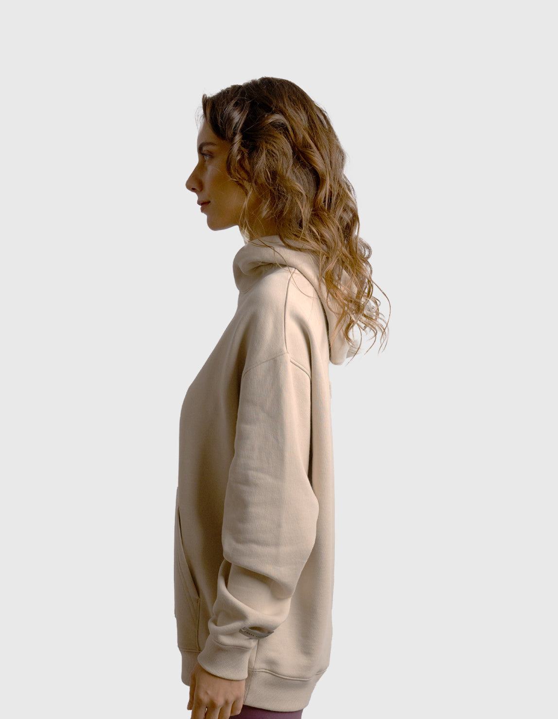 POLERON HOODIE OVERSIZE MUJER KAHA LARGO BEIGE WAKA