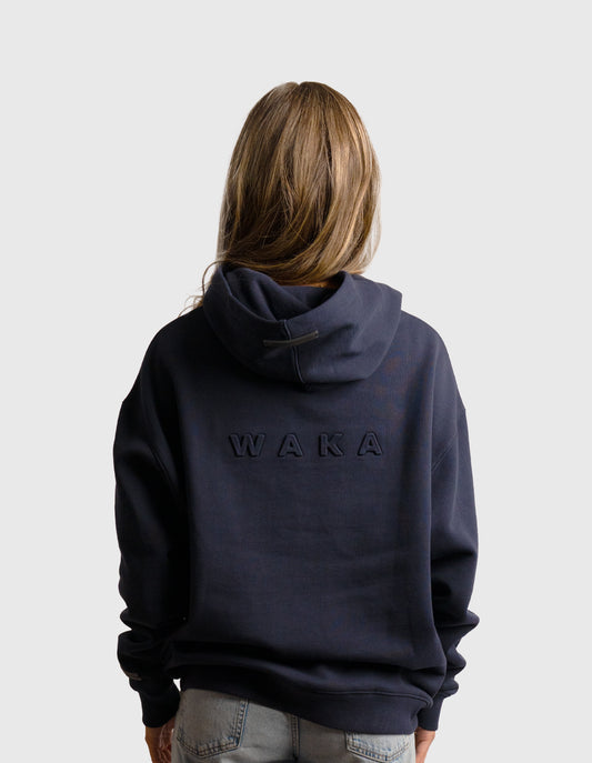 POLERON HOODIE OVERSIZE MUJER KAHA LARGO AZUL MARINO WAKA