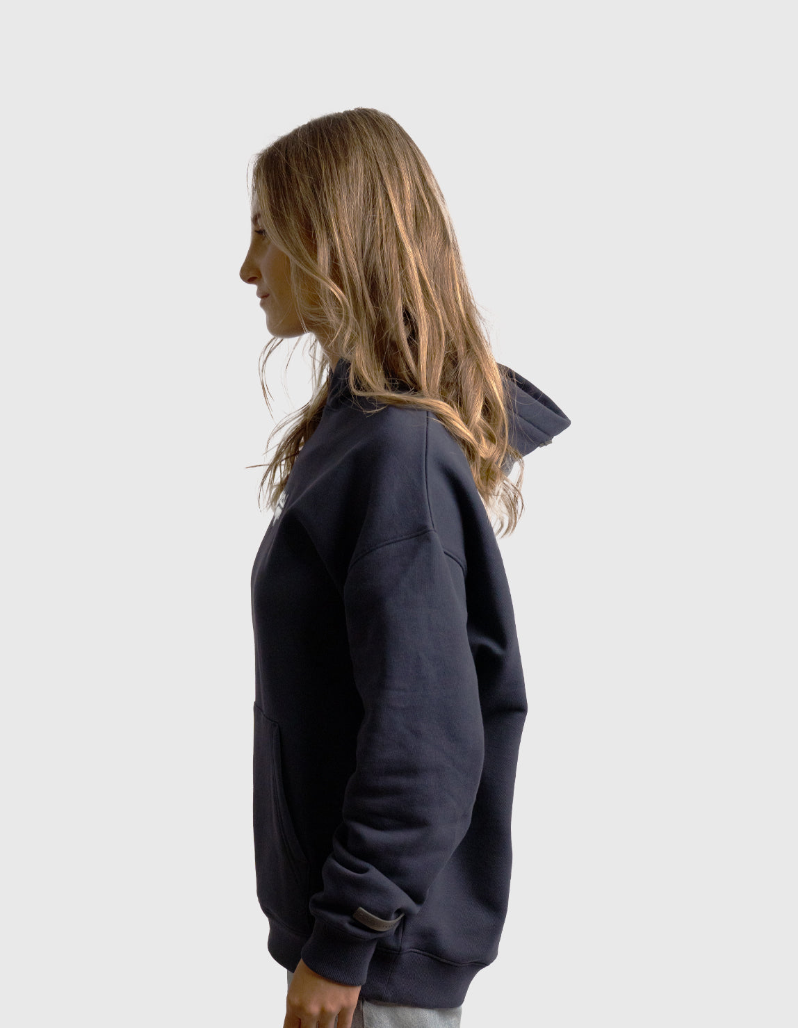 POLERON HOODIE OVERSIZE MUJER KAHA LARGO AZUL MARINO WAKA