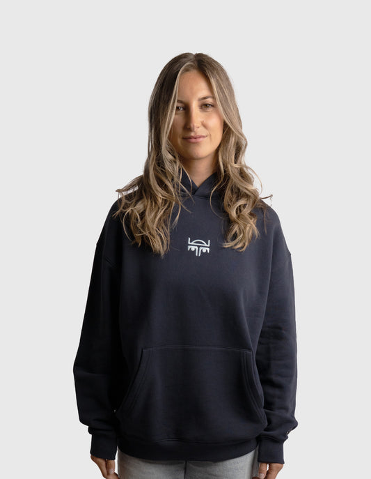 POLERON HOODIE OVERSIZE MUJER KAHA LARGO AZUL MARINO WAKA