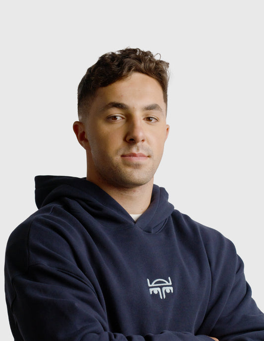 POLERON HOODIE OVERSIZE HOMBRE KAHA LARGO AZUL MARINO WAKA