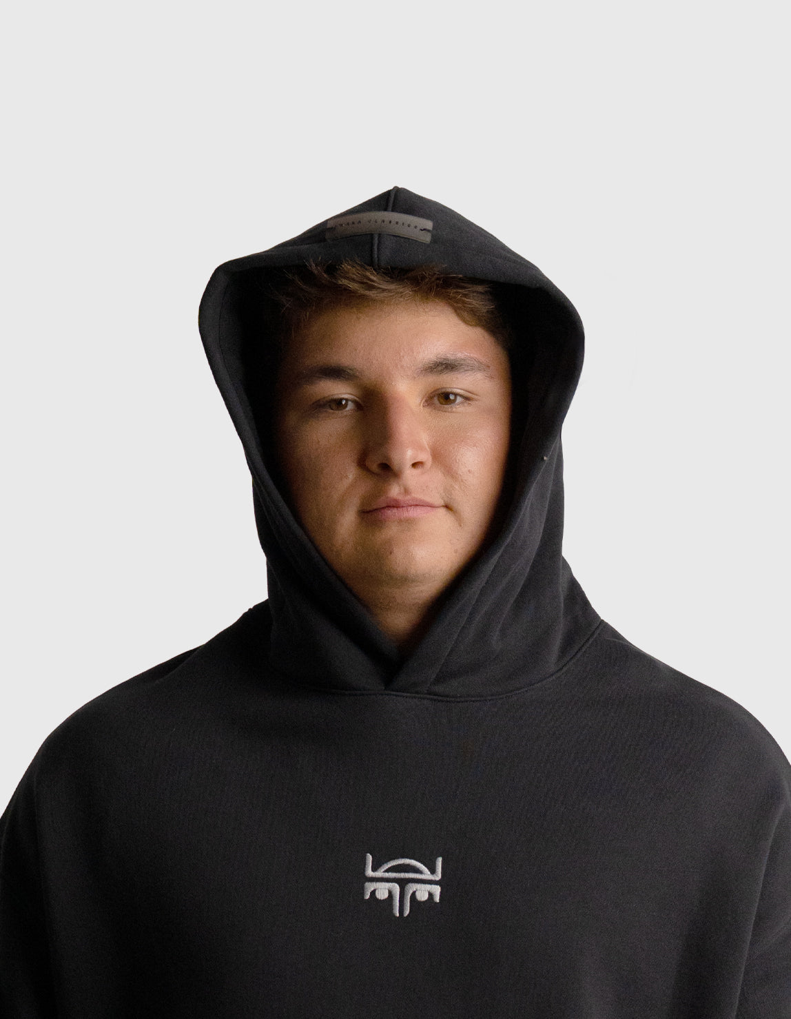 POLERON HOODIE OVERSIZE HOMBRE KAHA LARGO NEGRO WAKA