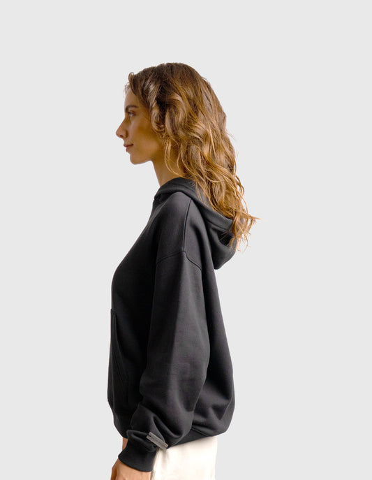 POLERON HOODIE OVERSIZE MUJER TOA CORTO NEGRO WAKA