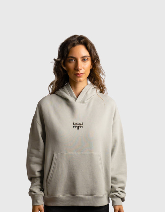 POLERON HOODIE OVERSIZE MUJER TOA CORTO GRIS WAKA