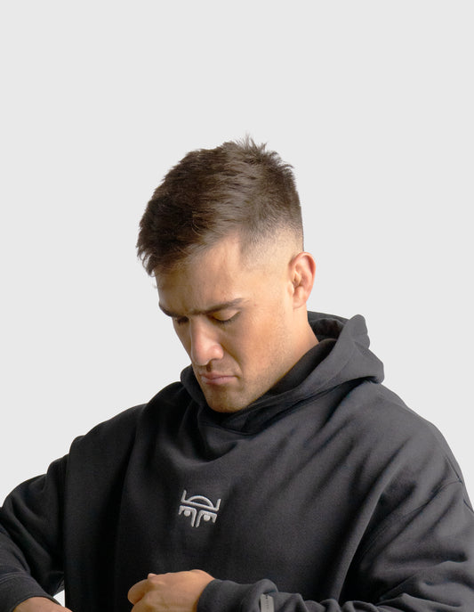 POLERON HOODIE OVERSIZE HOMBRE TOA CORTO NEGRO WAKA