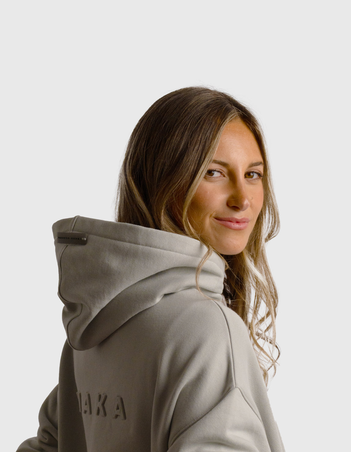 POLERON HOODIE OVERSIZE MUJER KAHA LARGO GRIS WAKA