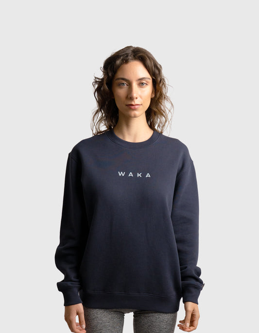 POLERON CREWNECK OVERSIZE MUJER TAPU REGULAR AZUL MARINO WAKA