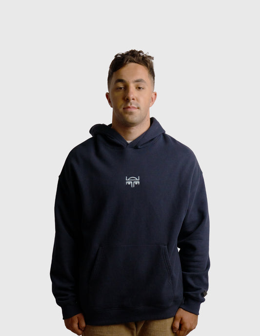 POLERON HOODIE OVERSIZE HOMBRE KAHA LARGO AZUL MARINO WAKA