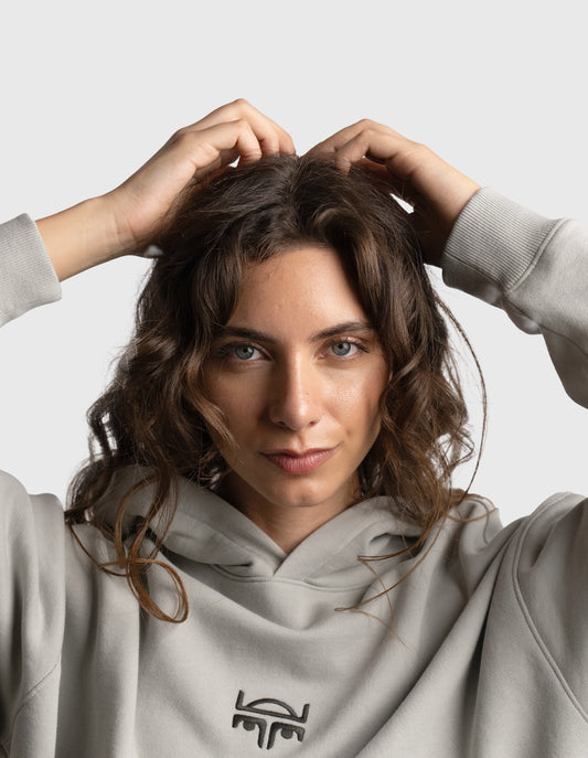 POLERON HOODIE OVERSIZE MUJER TOA CORTO GRIS WAKA