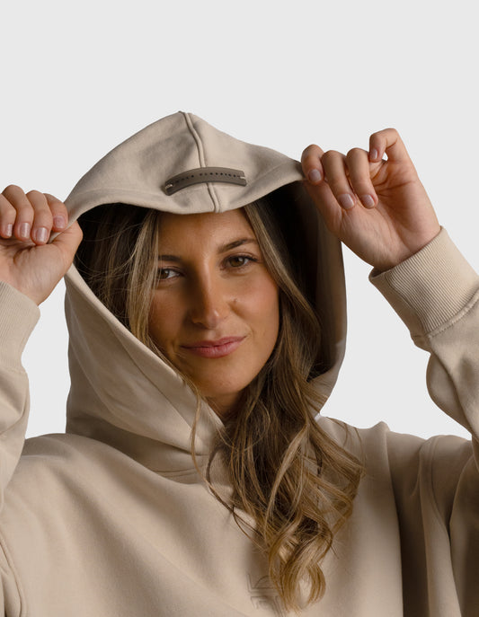 POLERON HOODIE OVERSIZE MUJER TOA CORTO BEIGE WAKA