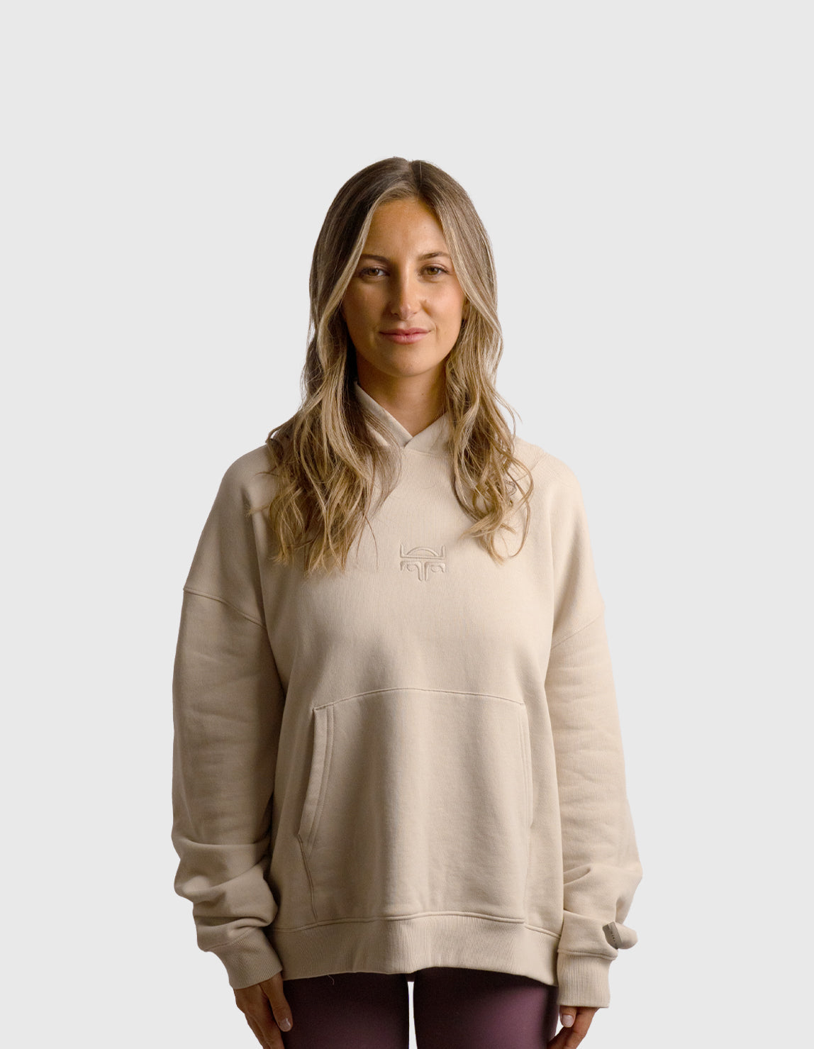 POLERON HOODIE OVERSIZE MUJER TOA CORTO BEIGE WAKA