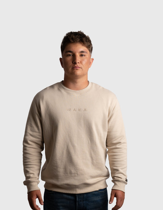 POLERON CREWNECK OVERSIZEHOMBRE TAPU REGULAR BEIGE WAKA