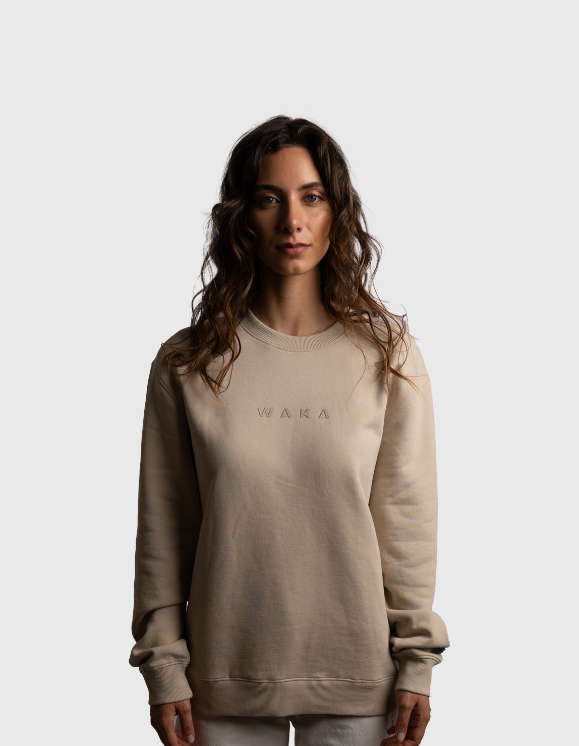 POLERON CREWNECK OVERSIZE MUJER TAPU REGULAR BEIGE WAKA
