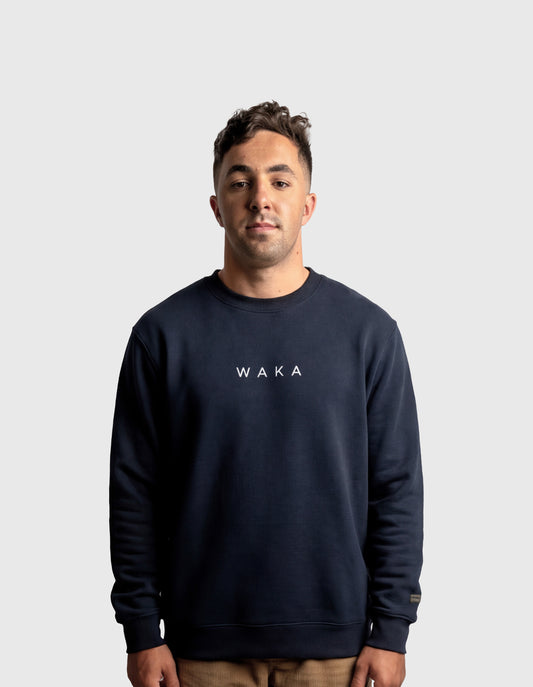 POLERON CREWNECK OVERSIZE HOMBRE TAPU REGULAR AZUL MARINO WAKA