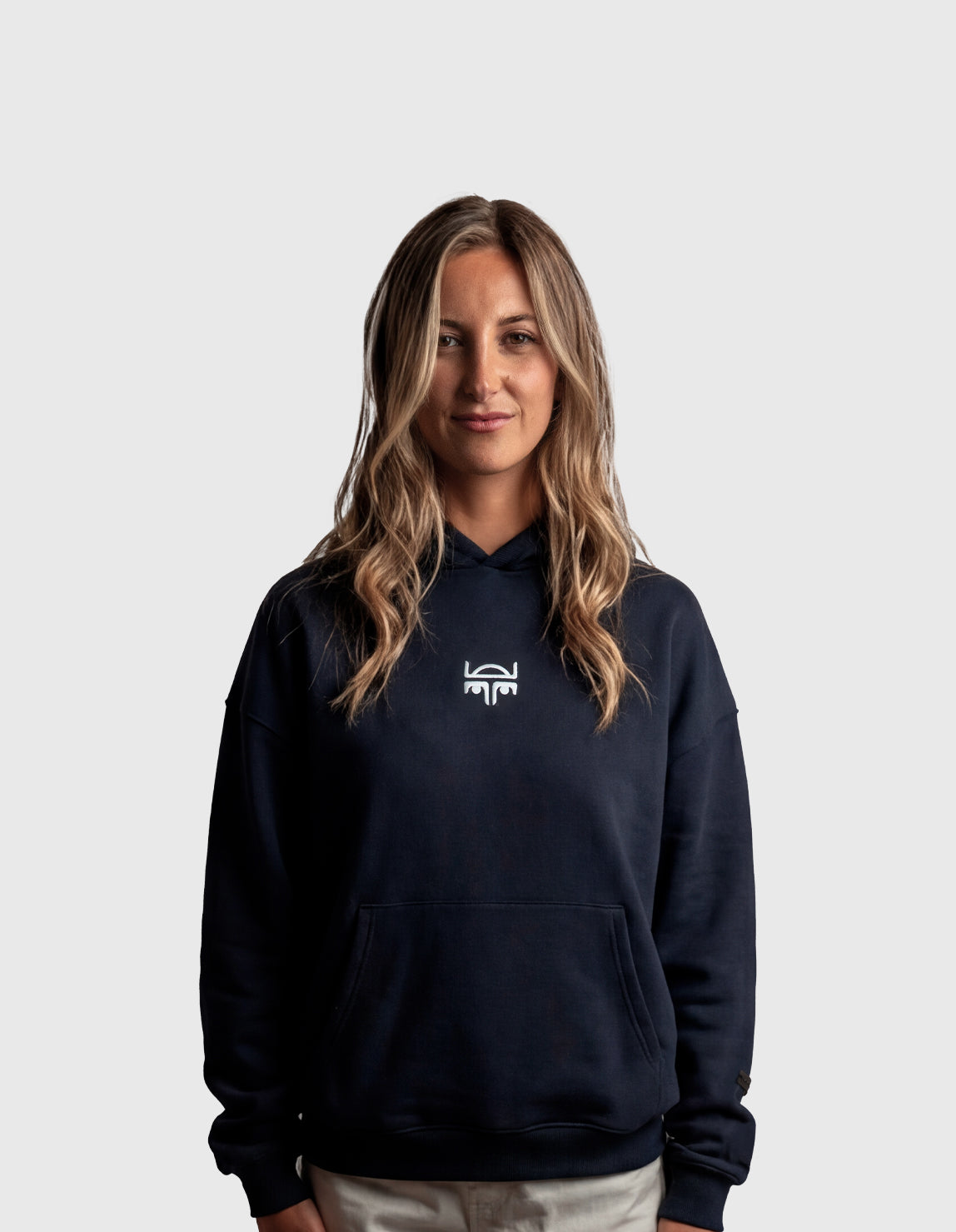 POLERON HOODIE OVERSIZE MUJER KAHA CORTO AZUL MARINO WAKA