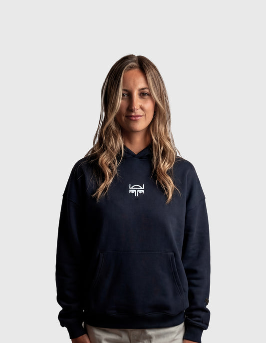 POLERON HOODIE OVERSIZE MUJER KAHA CORTO AZUL MARINO WAKA