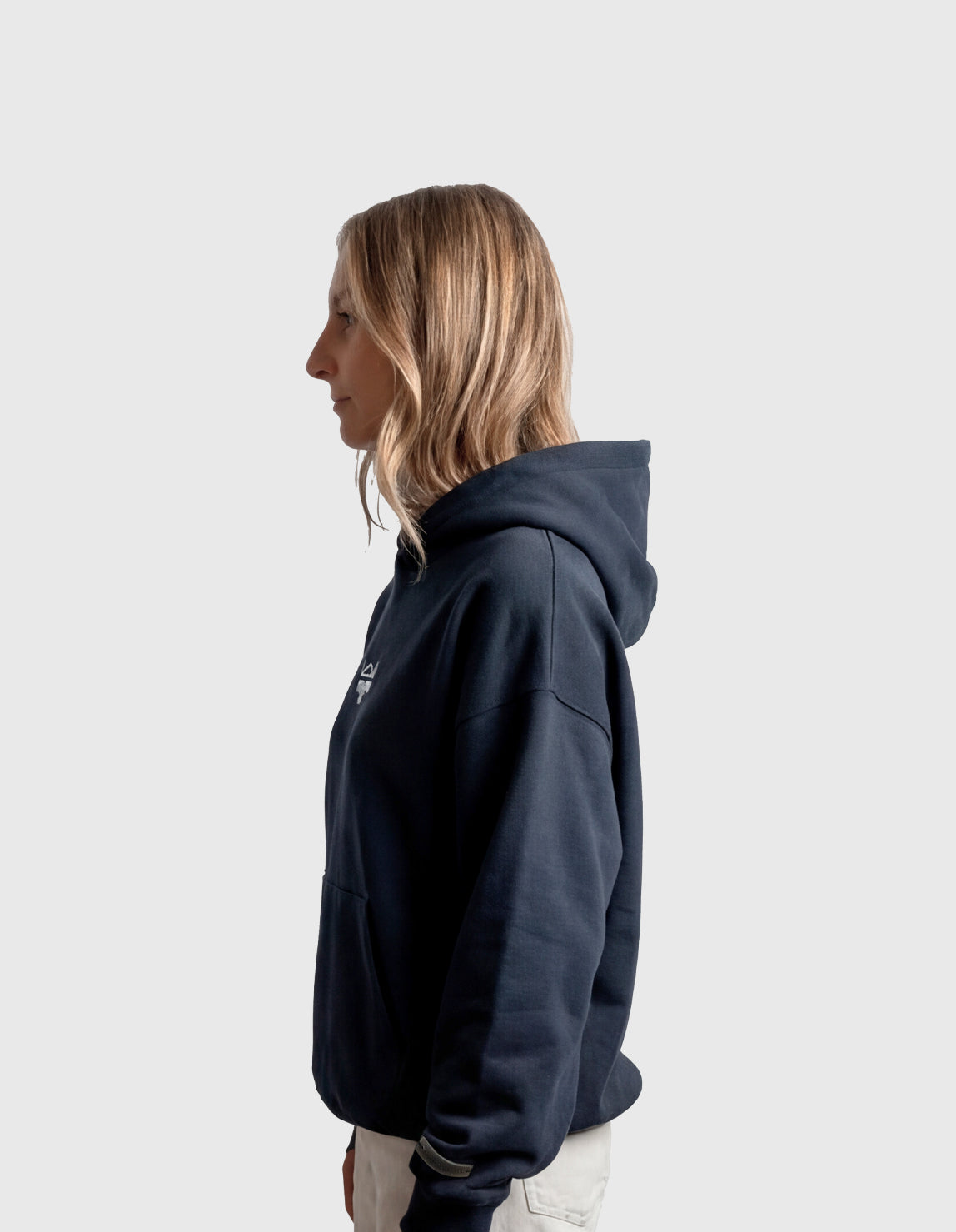 POLERON HOODIE OVERSIZE MUJER KAHA CORTO AZUL MARINO WAKA