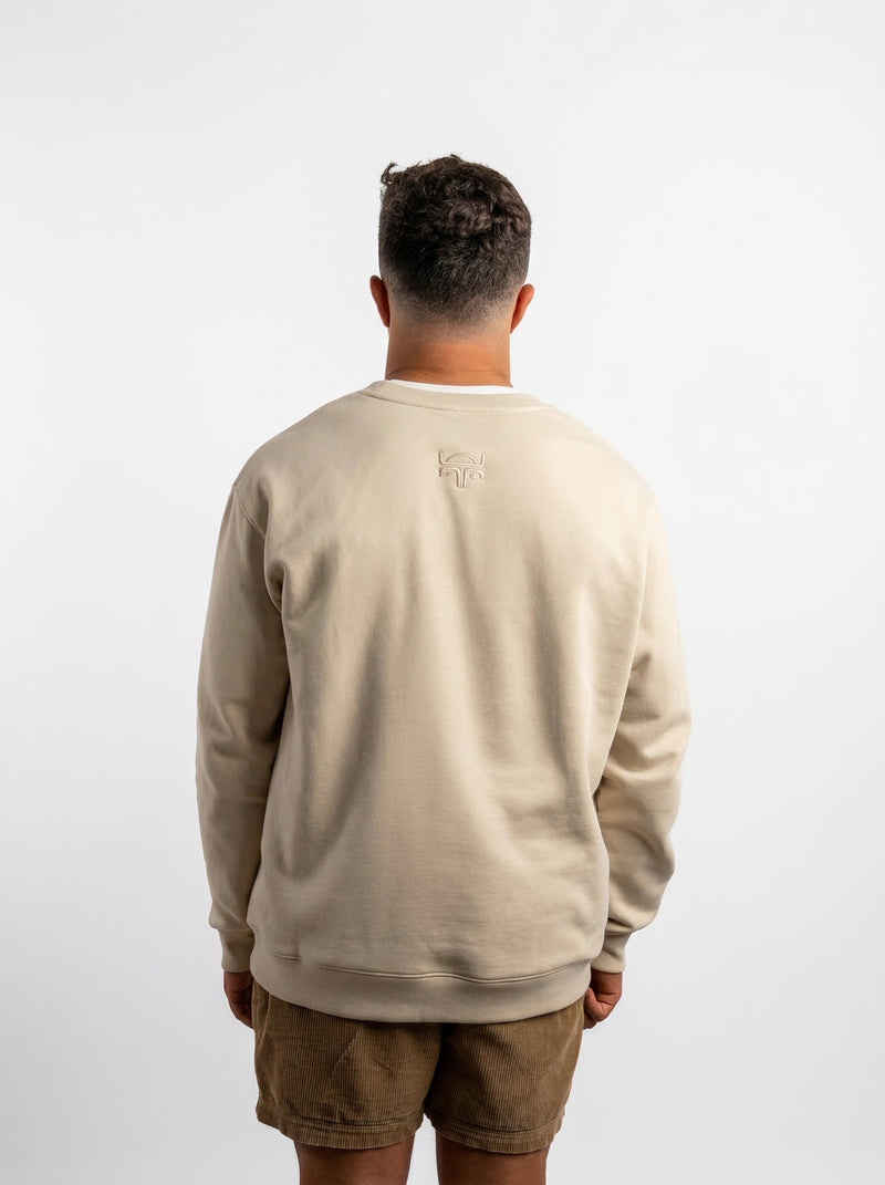 POLERON CREWNECK REGULAR HOMBRE TAPU BEIGE WAKA