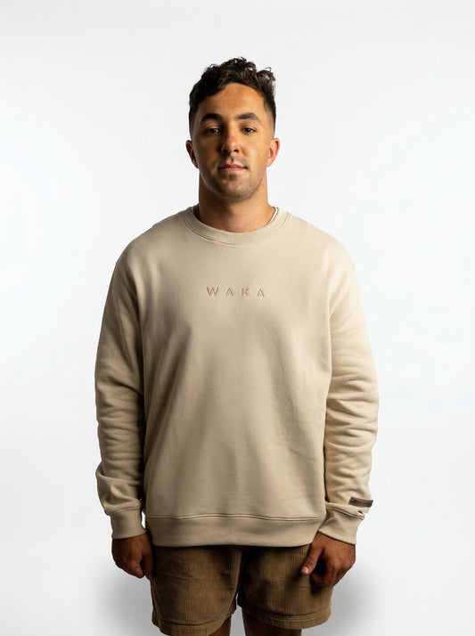 POLERON CREWNECK REGULAR HOMBRE TAPU BEIGE WAKA