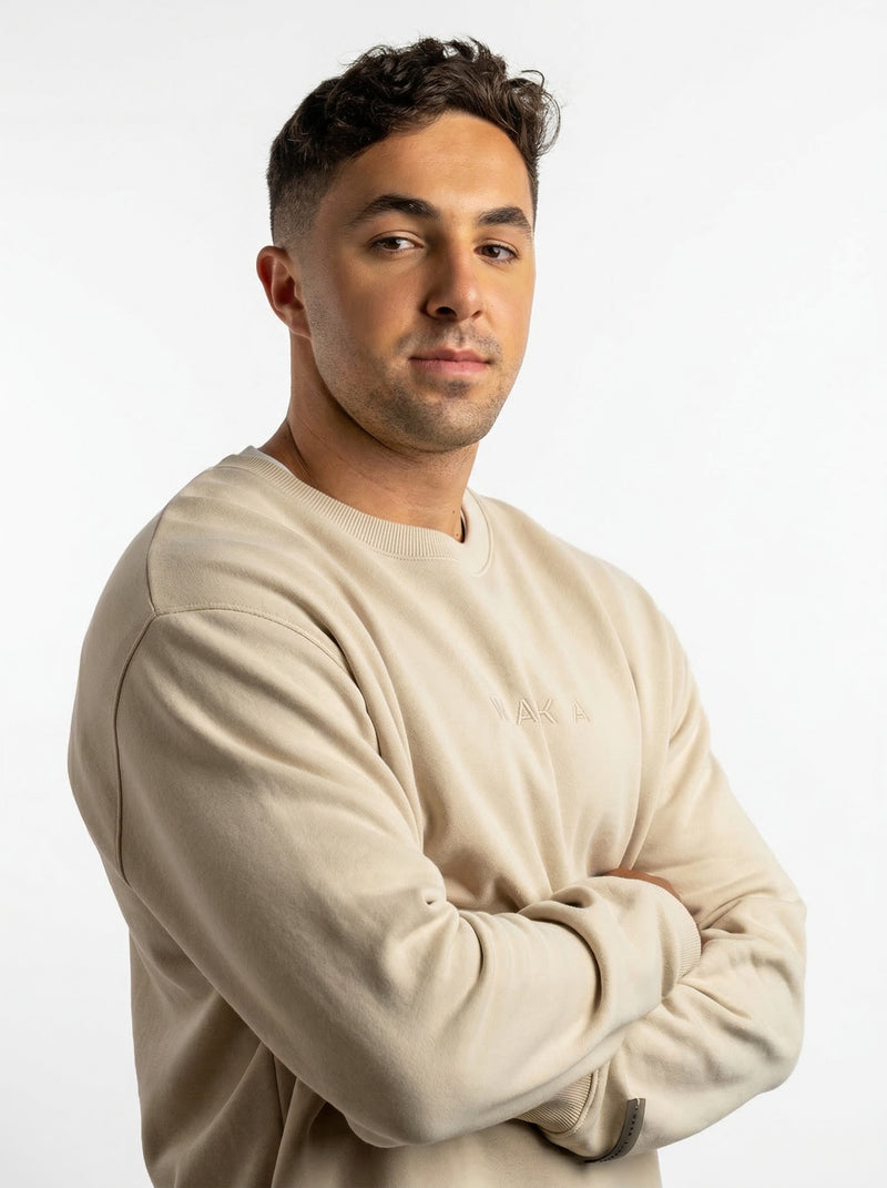 POLERON CREWNECK REGULAR HOMBRE TAPU BEIGE WAKA