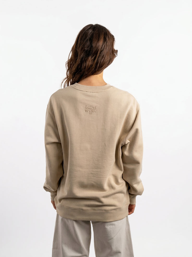 POLERON CREWNECK REGULAR MUJER TAPU BEIGE WAKA