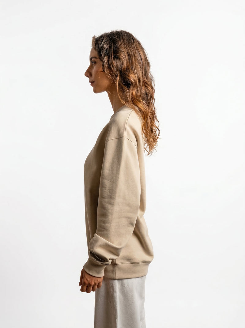 POLERON CREWNECK REGULAR MUJER TAPU BEIGE WAKA