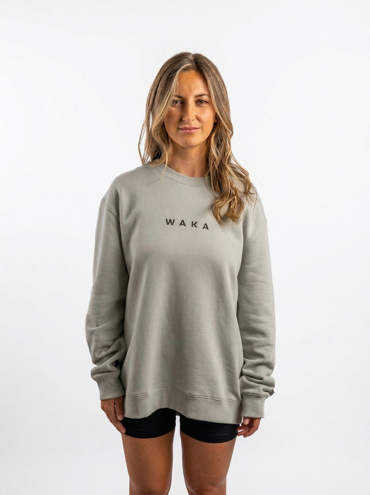 POLERON CREWNECK REGULAR MUJER TAPU GRIS WAKA
