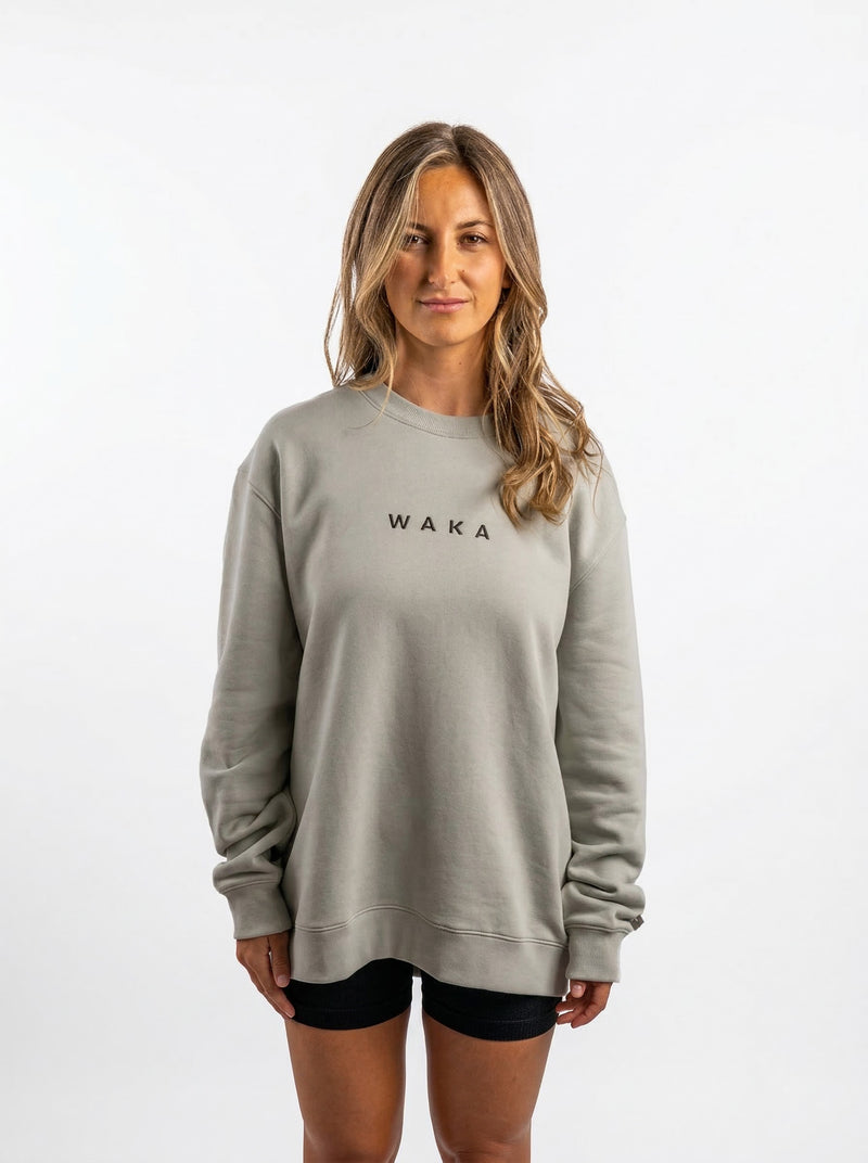 POLERON CREWNECK REGULAR MUJER TAPU GRIS WAKA