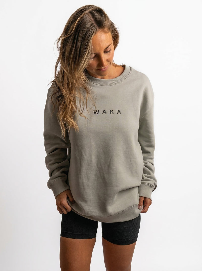POLERON CREWNECK REGULAR MUJER TAPU GRIS WAKA
