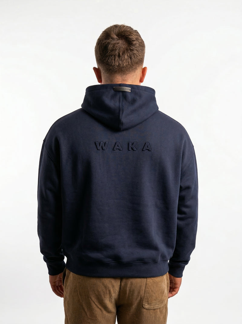 POLERON HOODIE OVERSIZE HOMBRE KAHA CORTO AZUL MARINO WAKA