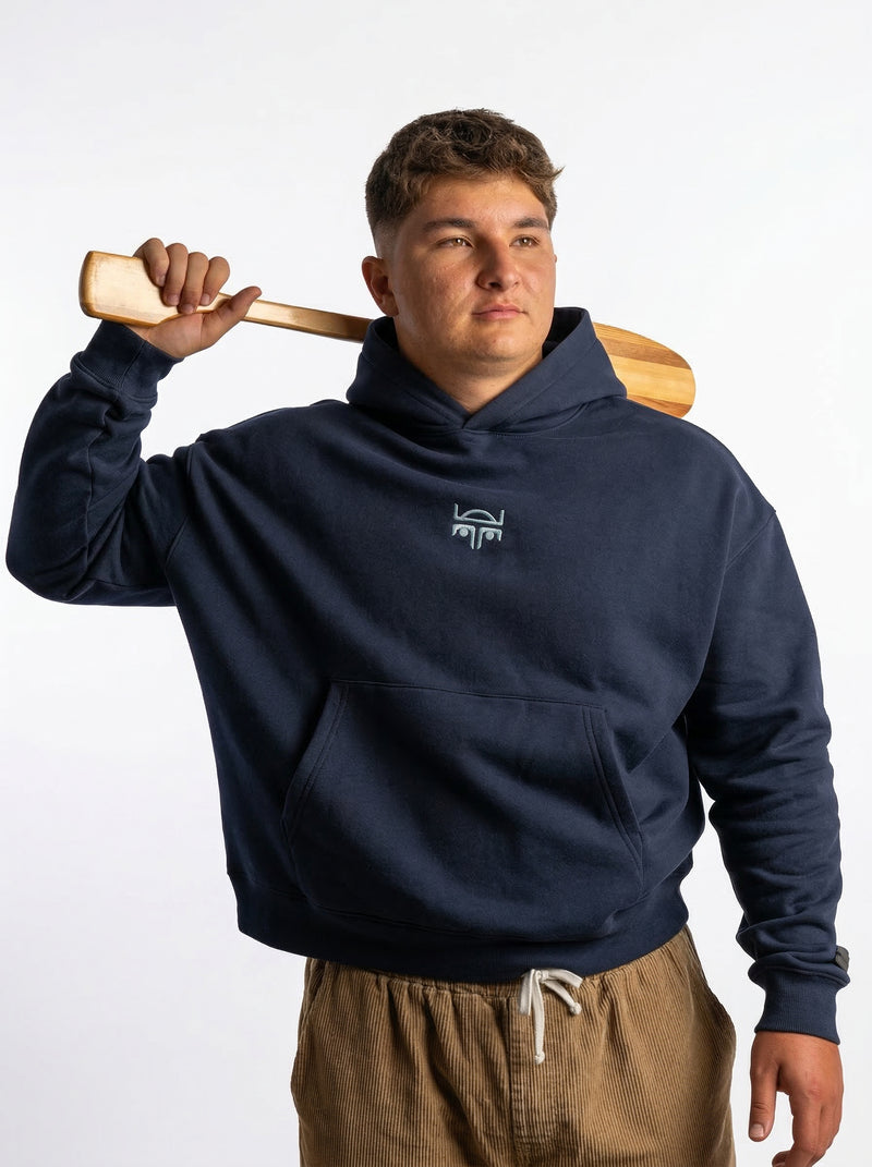 POLERON HOODIE OVERSIZE HOMBRE KAHA CORTO AZUL MARINO WAKA