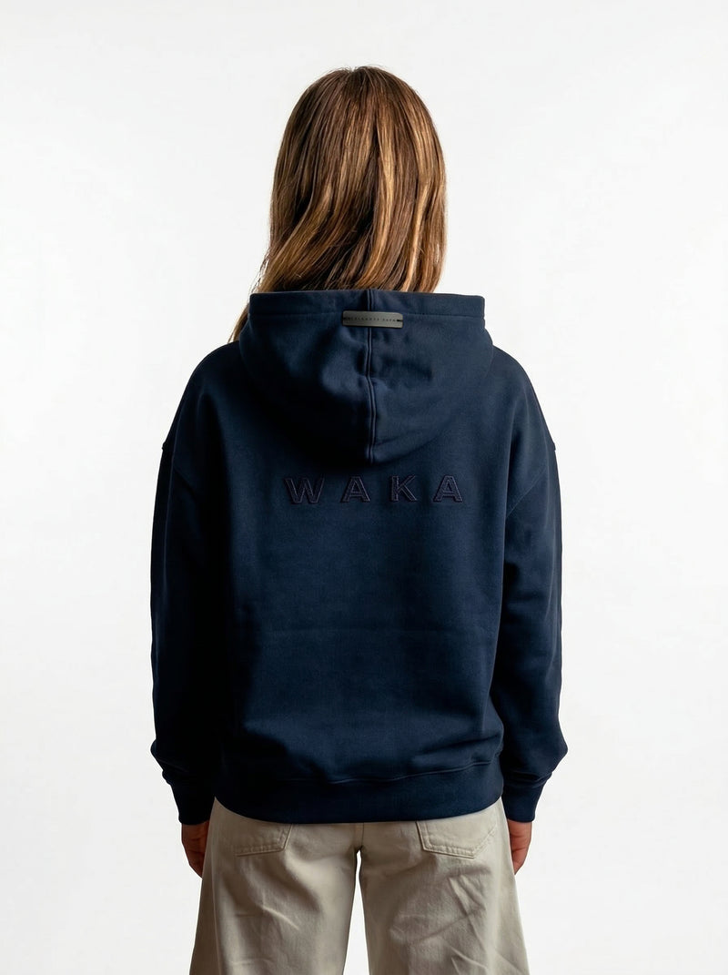 POLERON HOODIE OVERSIZE MUJER KAHA CORTO AZUL MARINO WAKA
