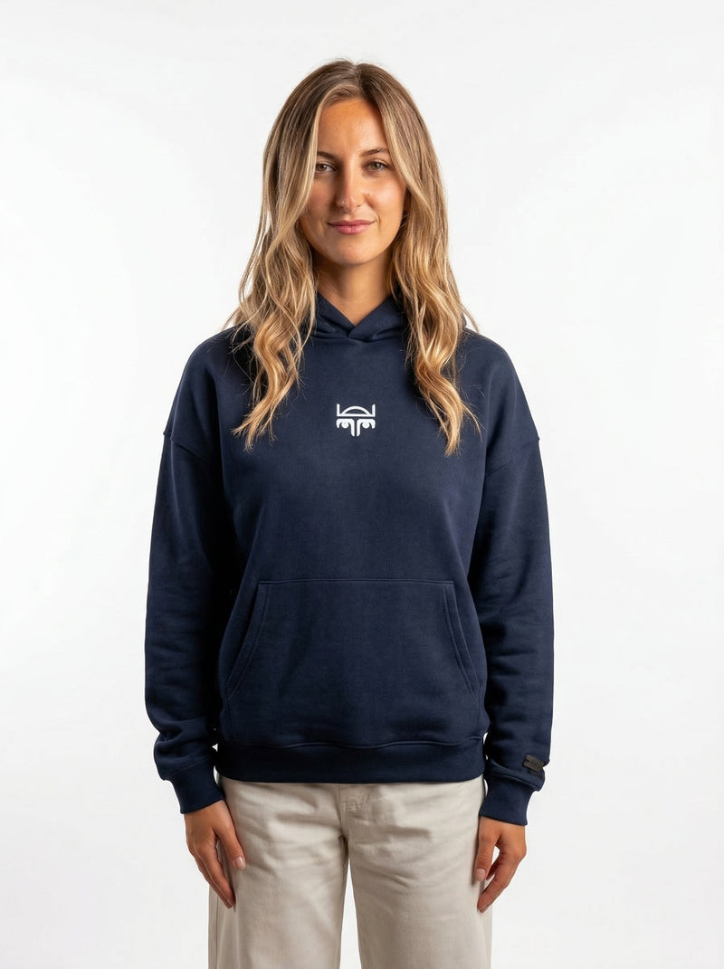 POLERON HOODIE OVERSIZE MUJER KAHA CORTO AZUL MARINO WAKA