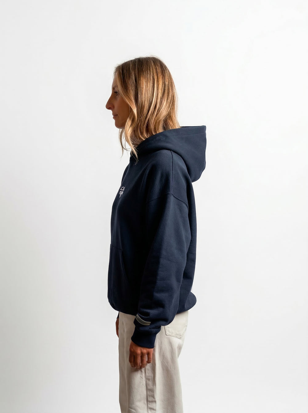 POLERON HOODIE OVERSIZE MUJER KAHA CORTO AZUL MARINO WAKA