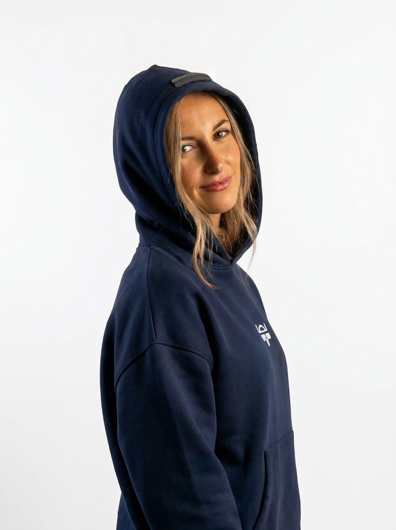 POLERON HOODIE OVERSIZE MUJER KAHA CORTO AZUL MARINO WAKA