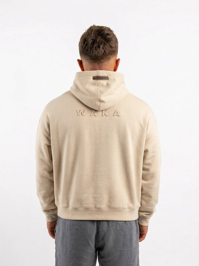 POLERON HOODIE OVERSIZE HOMBRE TOA CORTO BEIGE WAKA