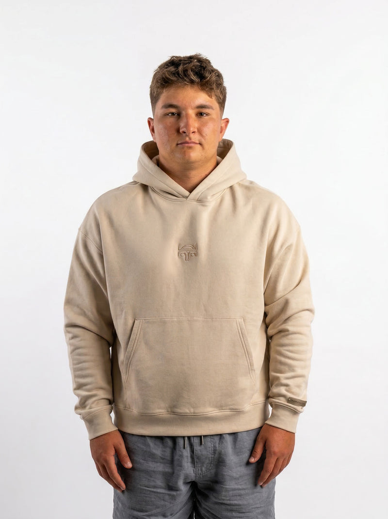 POLERON HOODIE OVERSIZE HOMBRE TOA CORTO BEIGE WAKA